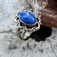 Quoc Turquoise Inc. Sterling Silver Oval Denim Lapis Decorated Ring Size 5 For Women