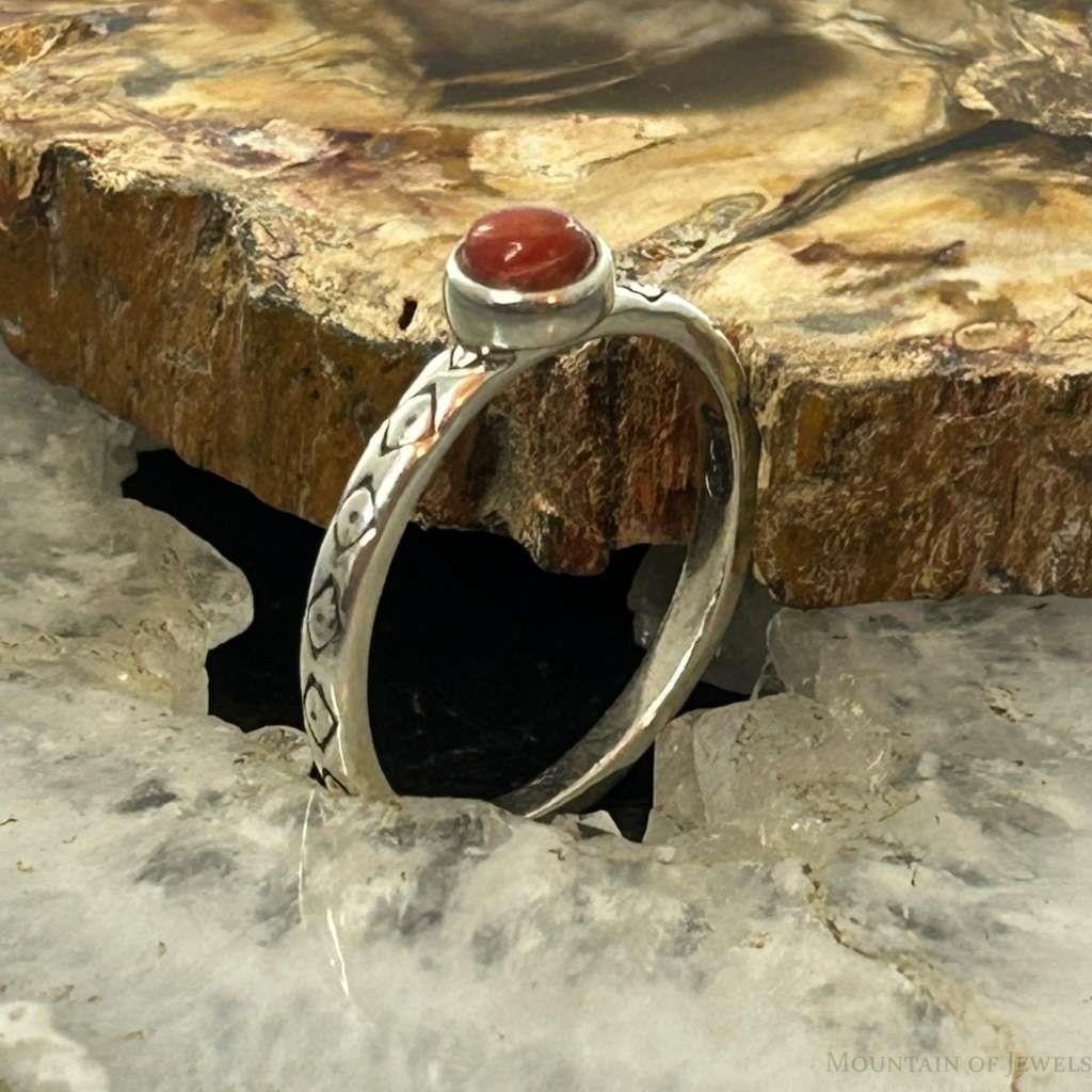 Carolyn Pollack Sterling Silver Orange Spiny Oyster Slim Ring Size 9.5 For Women