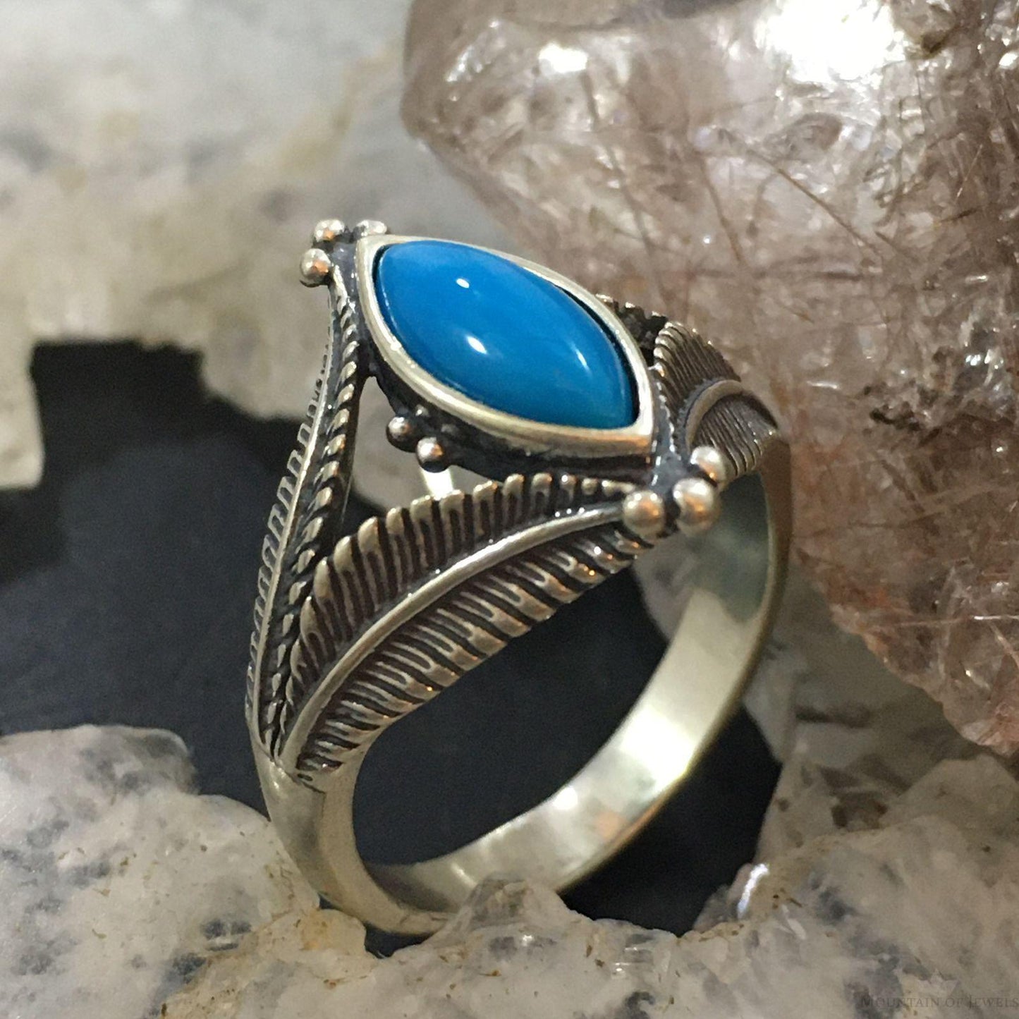 Carolyn Pollack Sterling Silver Marquise Sleeping Beauty Turquoise Ring For Women