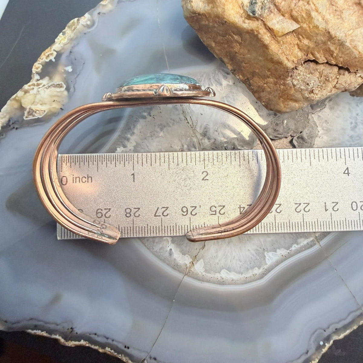 Copper Southwestern Style Oval Tibetan Turquoise Decorated Bracelet For Women