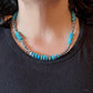 Sterling Silver Southwestern Style Blue Turquoise Beads & Starling Beads 19" Necklace For Women