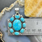 Sterling Silver Southwestern Style Mohave Turquoise Cluster Pendant For Women