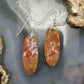 Sterling Silver Oval Plum Moss Agate Slab Dangle Earrings For Women #518