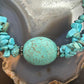 Native American Oval Turquoise Stone w/3 Strands Natural Turquoise Necklace