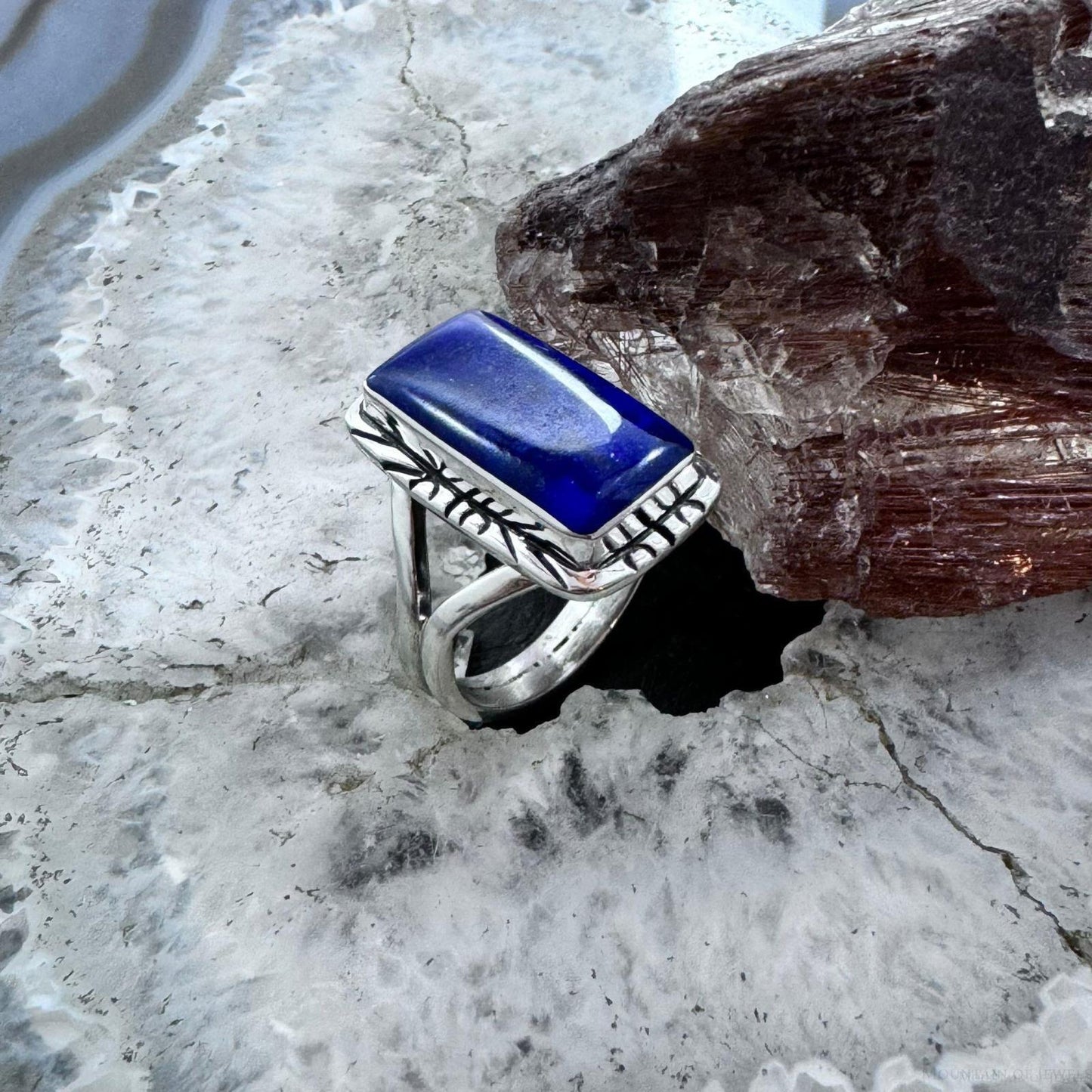 Native American Sterling Silver Charoite Bar Ring Size 6.25 For Women