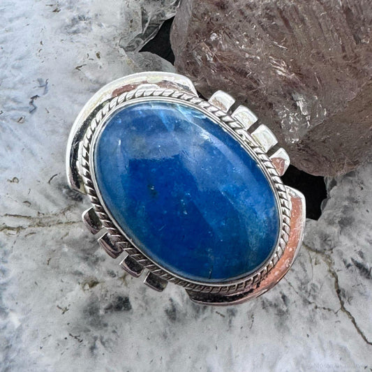 Sterling Silver Southwestern Style Oval Chrysocolla Ring Size 7.75 For Women