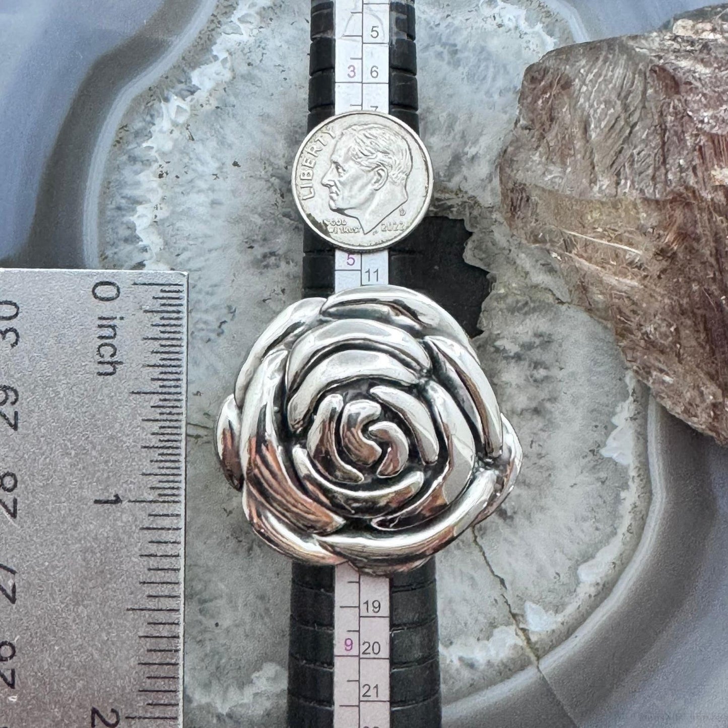 Sterling Silver Electroform Large Rose Fashion Ring For Women, Taxco Mexico