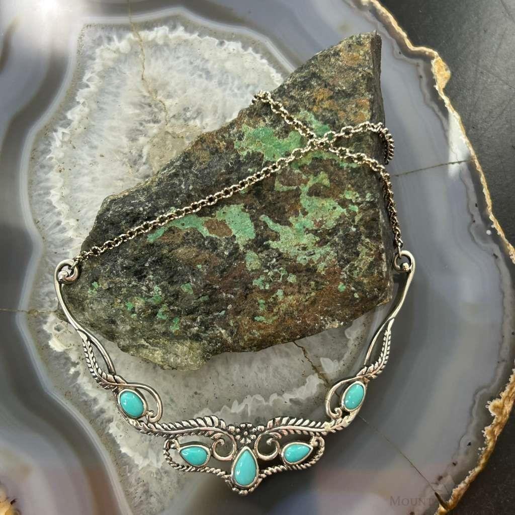 Carolyn Pollack Sterling Silver Turquoise Decorated 18" Necklace For Women
