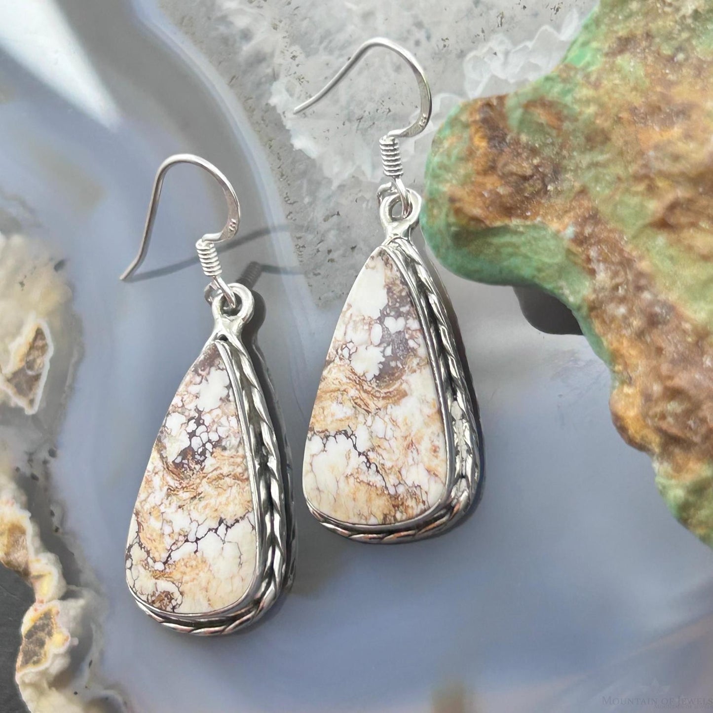 Sterling Silver Southwestern Style Teardrop Wild Horse Dangle Earrings For Women