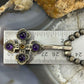Vintage Silver Peridot, Ametyst Double Sided Cross Silver &MOPNecklace For Women