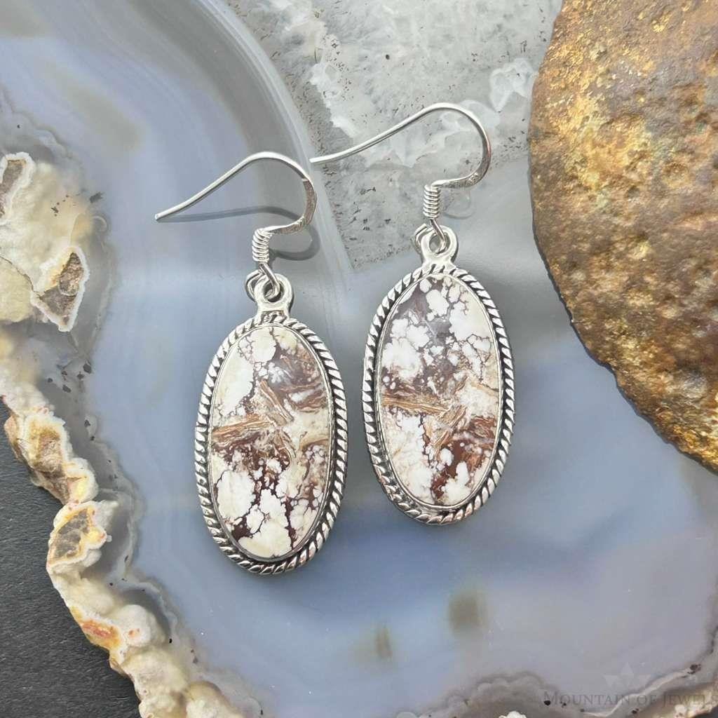 Sterling Silver Southwestern Style Oval Wild Horse Dangle Earrings For Women #1