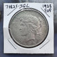 1925 US 90% Peace Silver Dollar F-VF #71825-3GL