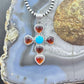 Native American Sterling Silver Turquoise & Amber Cross Pendant For Women