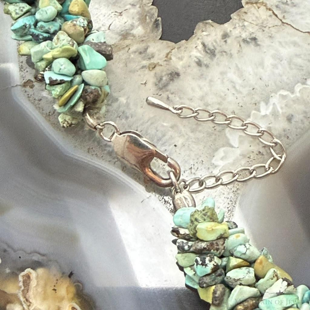 Desert Rose Trading Sterling Silver 5 Interwoven Strand Rough Turquoise Necklace For Women