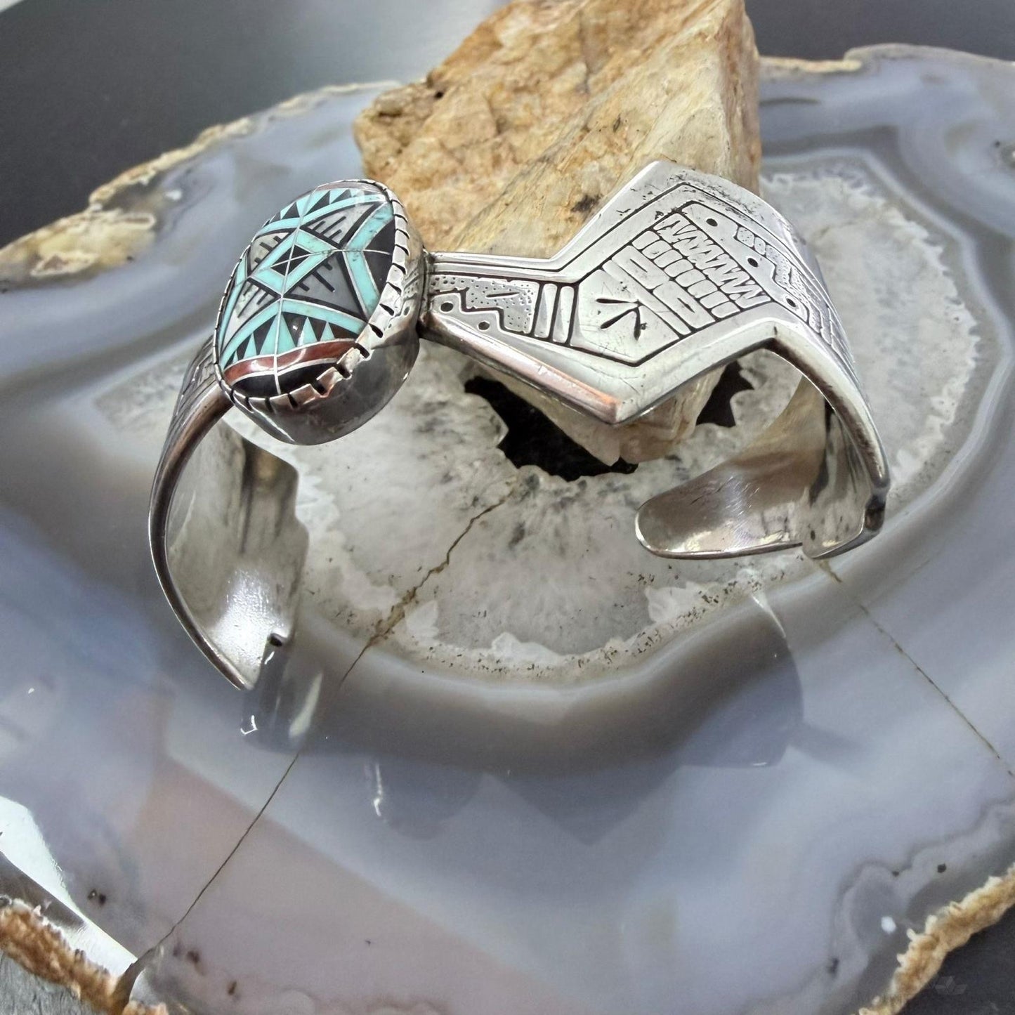 Roderick & Marilyn Tenorio and Carolyn Pollack Inlay Sterling Silver Bracelet For Women