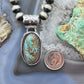 Native American Sterling Silver Elongated Oval Turquoise Unisex Pendant #1