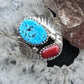 Pauline Nelson Sterling Silver Turquoise & Coral Decorated Ring Size 12.5 For Men