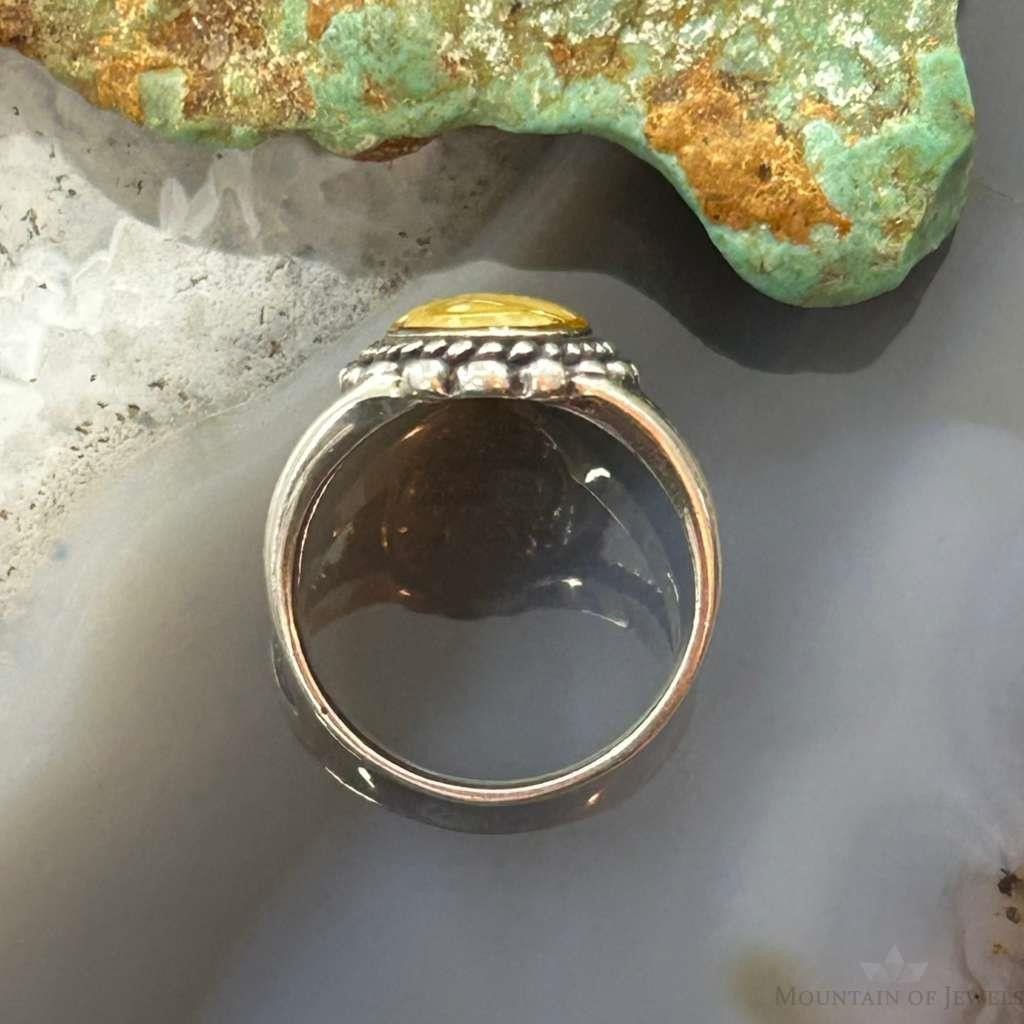 Carolyn Pollack Sterling Silver Oval Chip Inlay Citrine Decorated Ring For Women