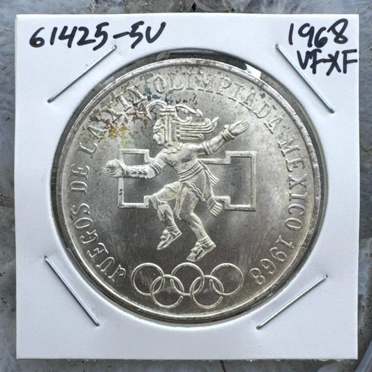 1968 Mexico 72% Silver Olympic Games 25 Pesos VF-XF #61425-5U