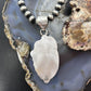 Sterling Silver Southwestern Style Elongated Chrysocolla Decorated Pendant For Women