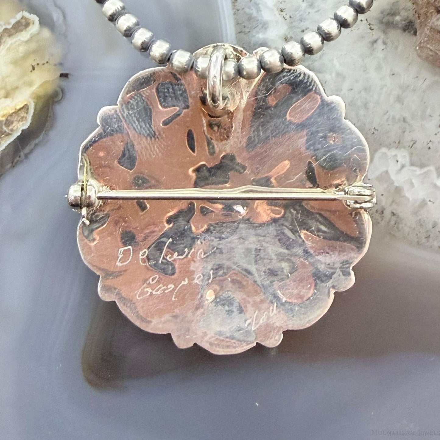 Delwin Gasper Zuni Sterling Silver Multistone Inlay Sunface Pendant/Brooch For Women