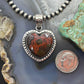 Sterling Silver Southwestern Style Seam Agate Decorated Heart Pendant For Women
