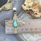 Sterling Silver Southwestern Style Teardrop Turquoise Unisex Zia Pendant