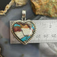 Sterling Silver Southwestern Style Turquoise Spiny Oyster Heart Pendant For Women #1