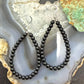 Sterling Silver 4mm Onyx Beads Hoop Dangle Earrings For Women