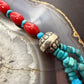 Carolyn Pollack Sterling Silver Turquoise & Red Jasper Beads 24" Necklace For Women