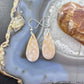 Sterling Silver Teardrop Fossilized Coral Slab Dangle Earrings For Women #129