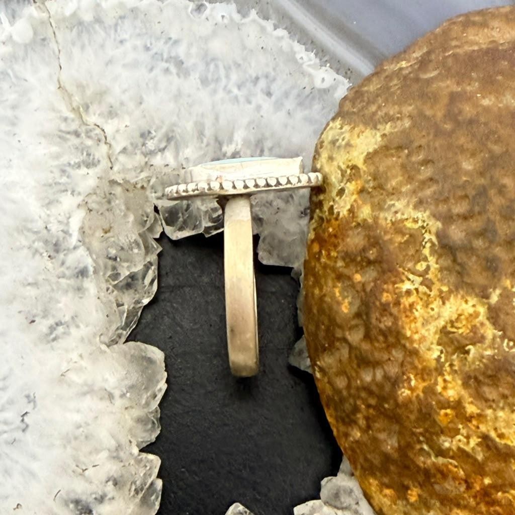 Sterling Silver Southwestern Style Teardrop Golden Hill Turquoise Adjustable Ring For Women #1