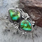 Sterling Silver Southwestern Style Teardrop Sonora Gold Turquoise Adjustable Ring For Women