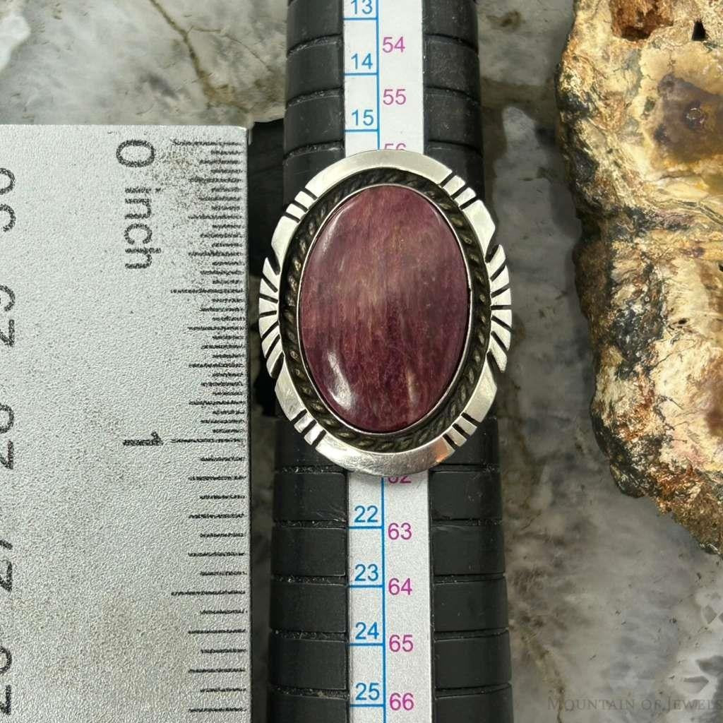 Robert Shakey Native American Sterling Silver Oval Spiny Oyster Decorated Ring Size 9 For Women
