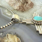 Sterling Silver Southwestern Style Oval Turquoise Unisex Zia Pendant
