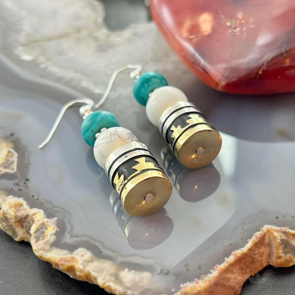 Tommy & Rosita Singer Sterling Silver Turquoise,Howlite Beads Dangle Earrings For Women