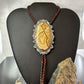 Sterling Silver Southwestern Style Oval Picture Jasper Decorated Bolo Tie For Men
