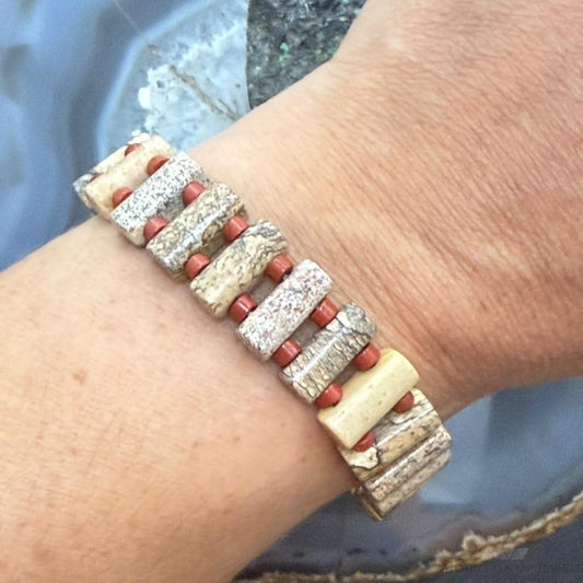 Carolyn Pollack Sterling Silver Rectangle Picture Jasper Stretch Bracelet For Women