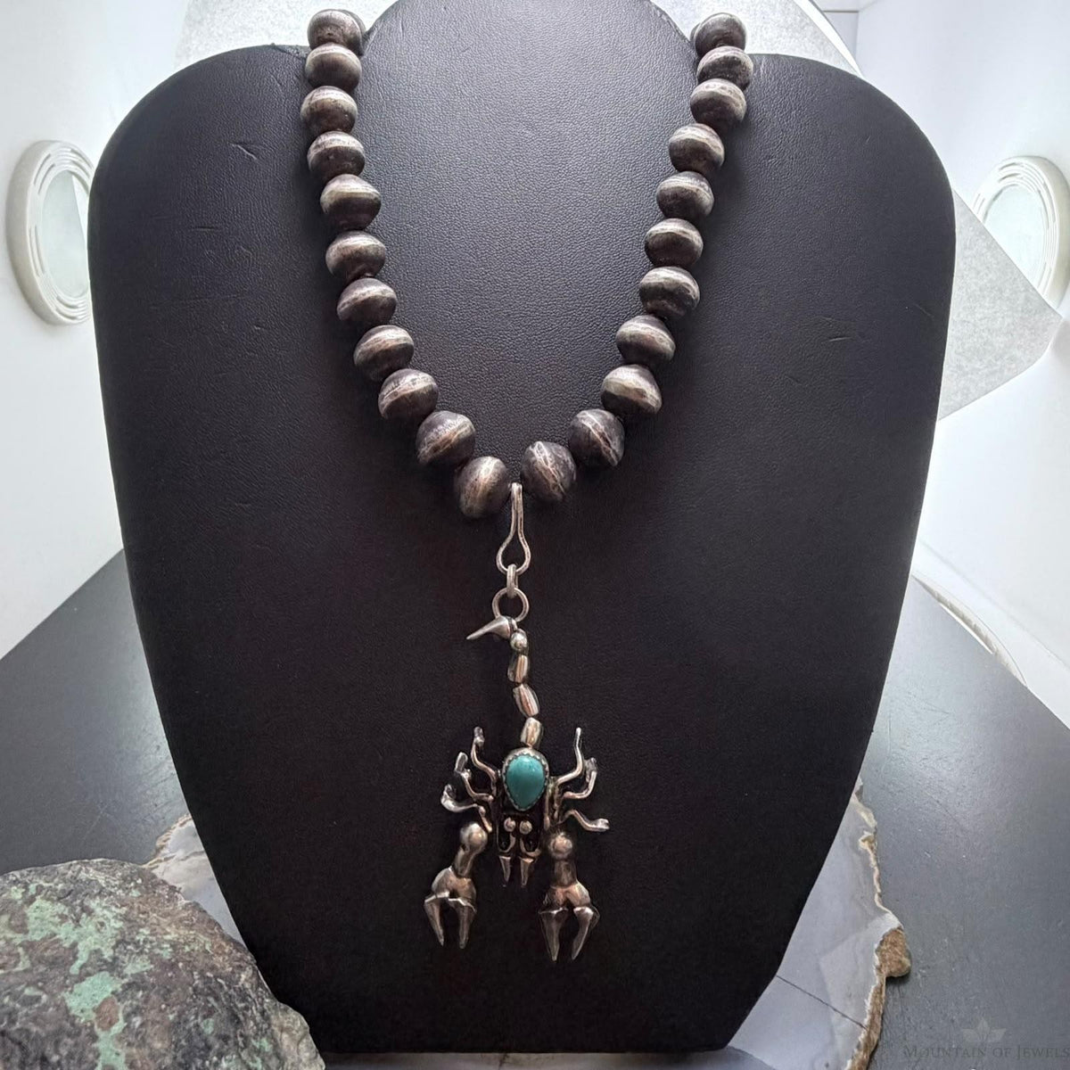Frank Valdez Native American Sterling Silver Scorpion w/Navajo Pearl Unisex Necklace
