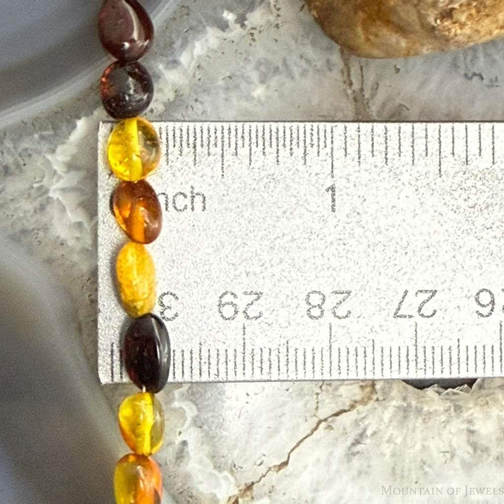 Sterling Silver Amber Beaded 17" and 18" Necklace For Women
