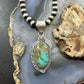Sterling Silver Southwestern Style Oval Turquoise Decorated Pendant For Woman