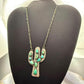 Sterling Southwestern Style Kingman Turquoise Cactus Pendant 22.5" Necklace