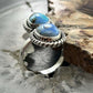 Sterling Silver Southwestern Style Double Golden Hill Turquoise Ring Size 7 For Women