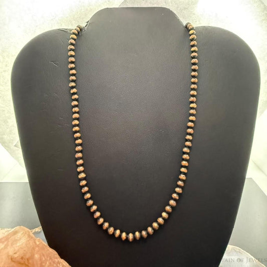 Southwestern Style 5mm Copper Navajo Pearl Round Bead 20"-22" Necklace For Women