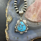 Sterling Silver Southwestern Style Wide Teardrop Kingman Turquoise Pendant For Women