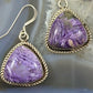Native American Sterling Silver Triangle Charoite Dangle Earrings For Women