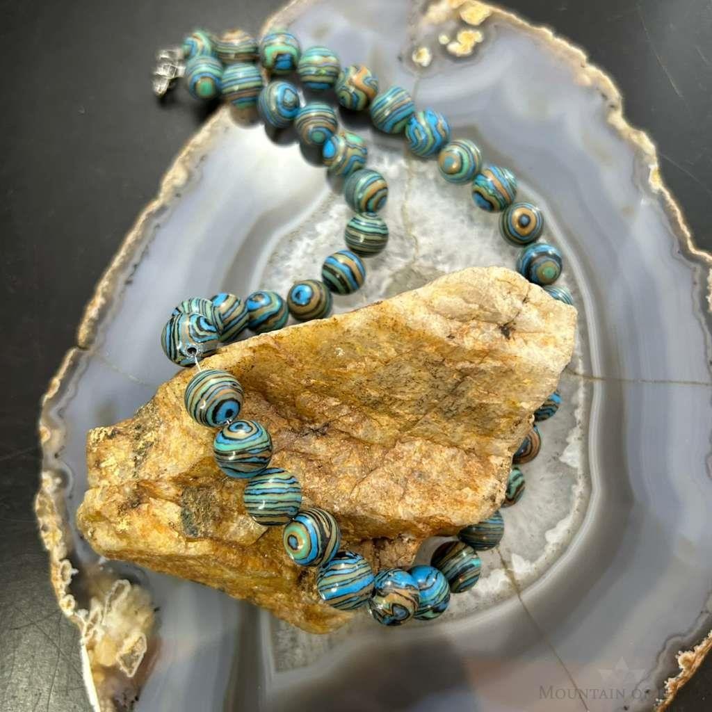 Sterling Silver 10mm Mexican Calcite Beads 16" Necklace For Women