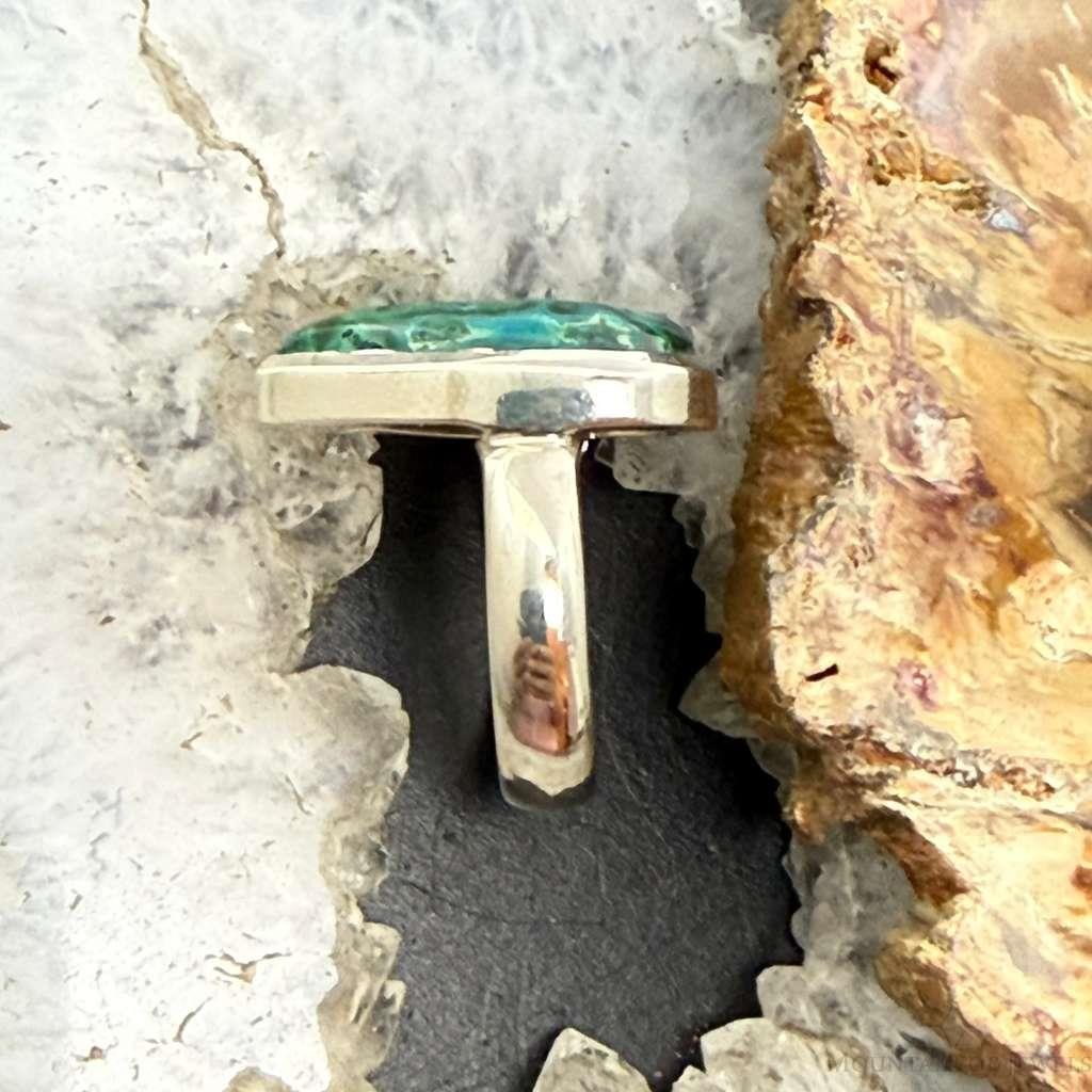 Sterling Silver Southwestern Style Teardrop Azurite Malachite Ring Size 8 For Women