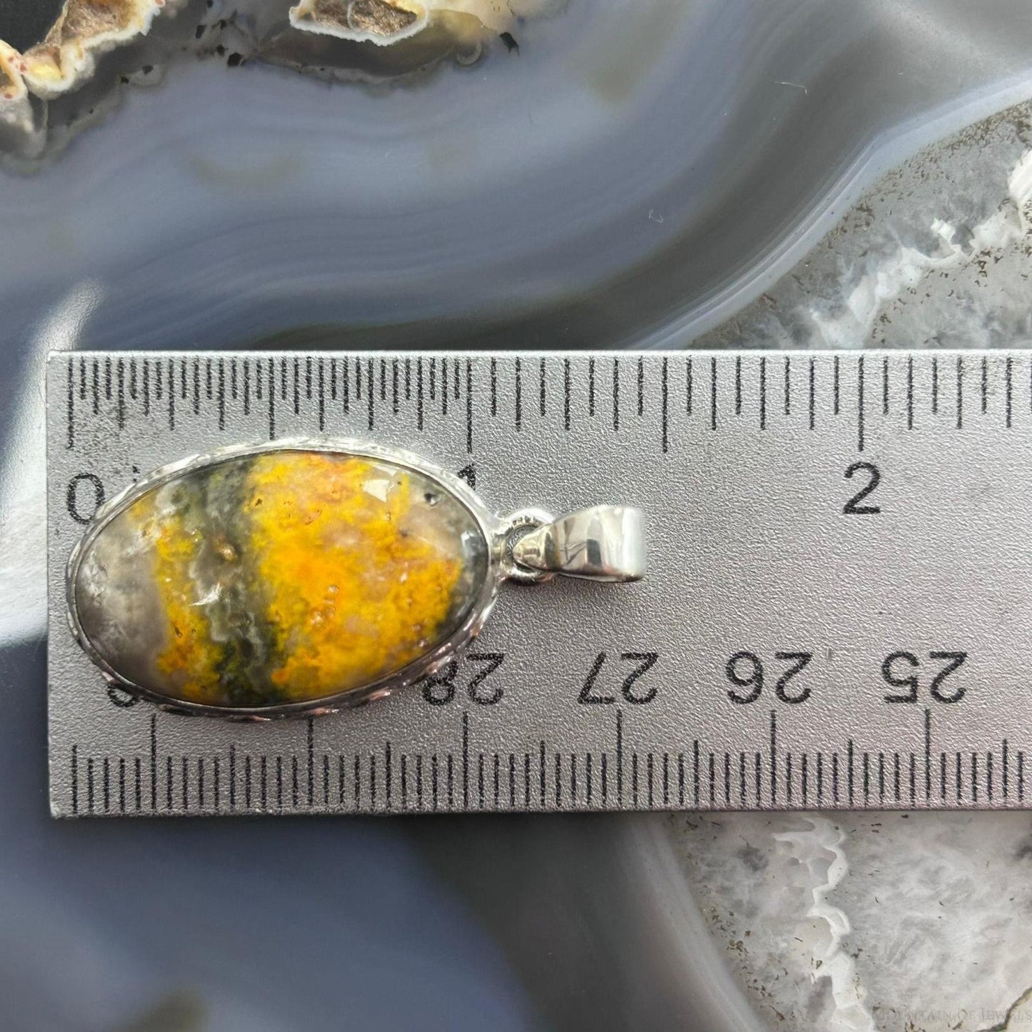 Sterling Silver Southwestern Style Oval Yellow Jasper Pendant For Women
