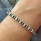 Native American Sterling Silver 5mm Navajo Pearl Beads 7"-8" Bracelet For Women